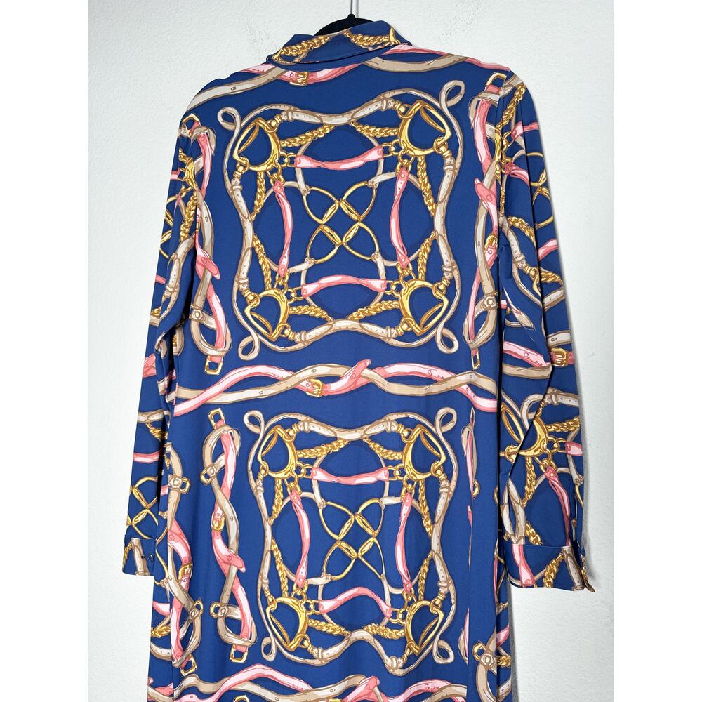 J McLaughlin Amory Maxi Dress XL Mega Riding Lessons Navy Coral Catalina - Picture 9 of 13